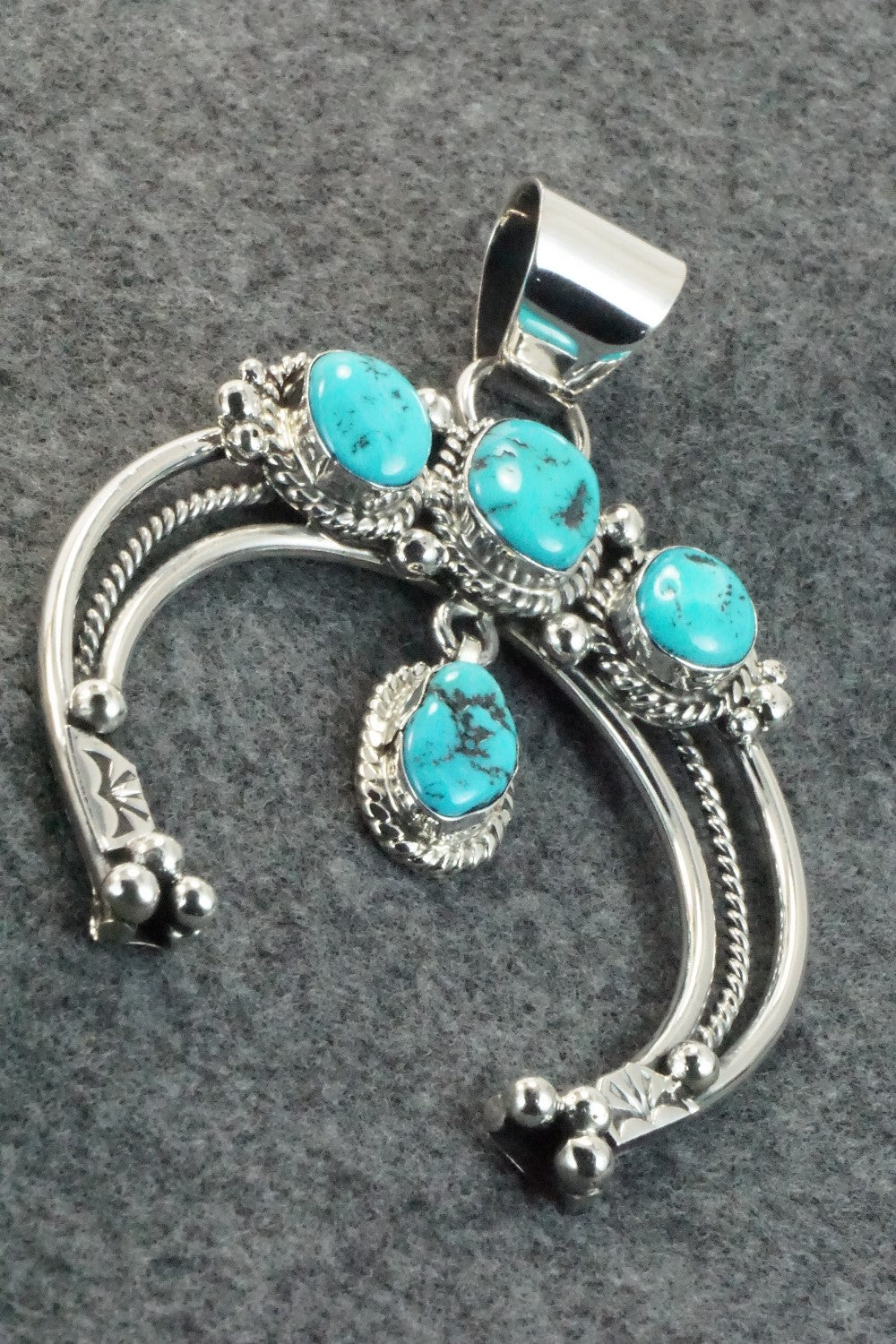 Turquoise and Sterling Silver Naja Pendant - Vernon Johnson