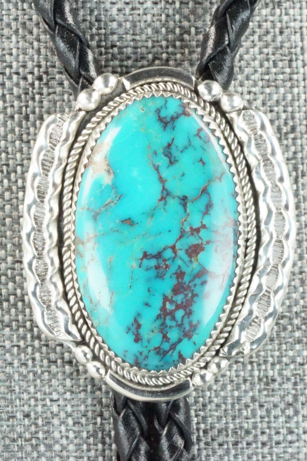 Turquoise & Sterling Silver Bolo Tie - Kenny Calavaza