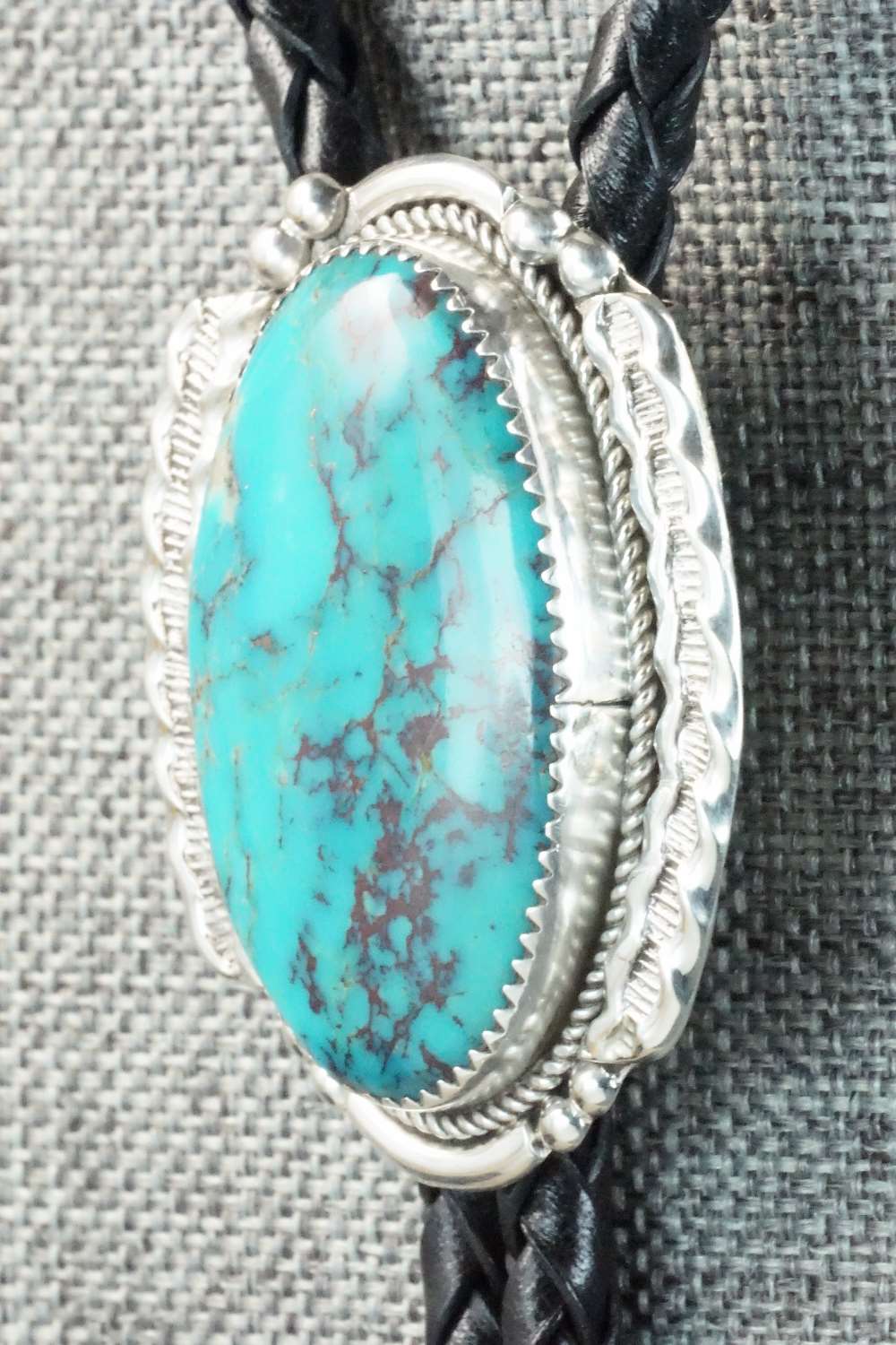Turquoise & Sterling Silver Bolo Tie - Kenny Calavaza