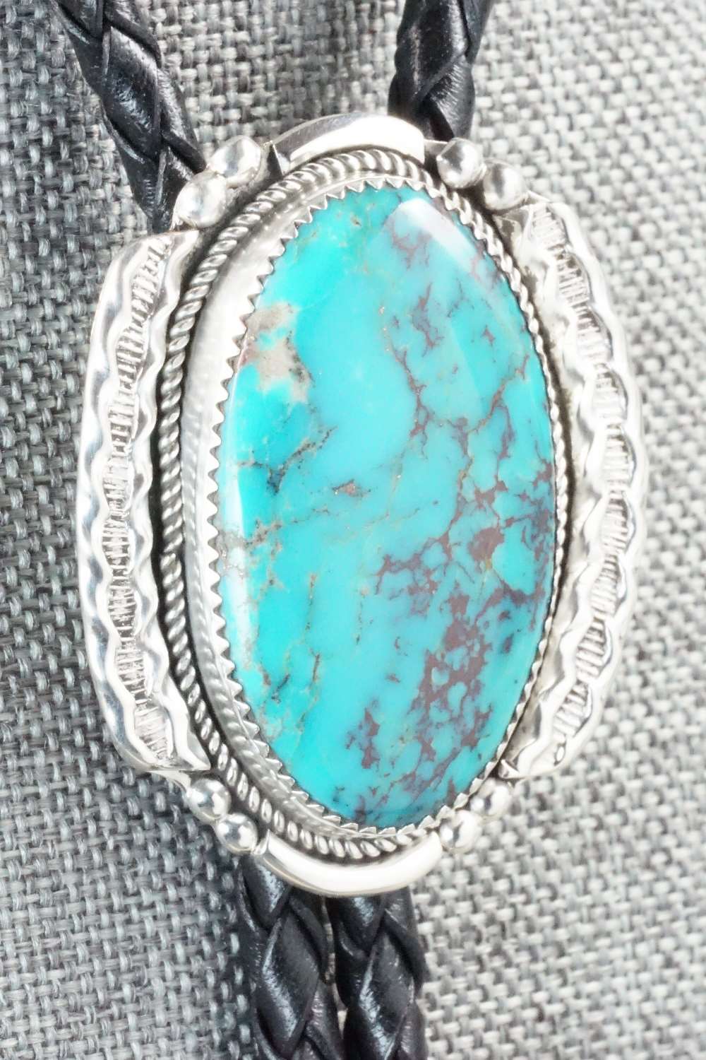 Turquoise & Sterling Silver Bolo Tie - Kenny Calavaza
