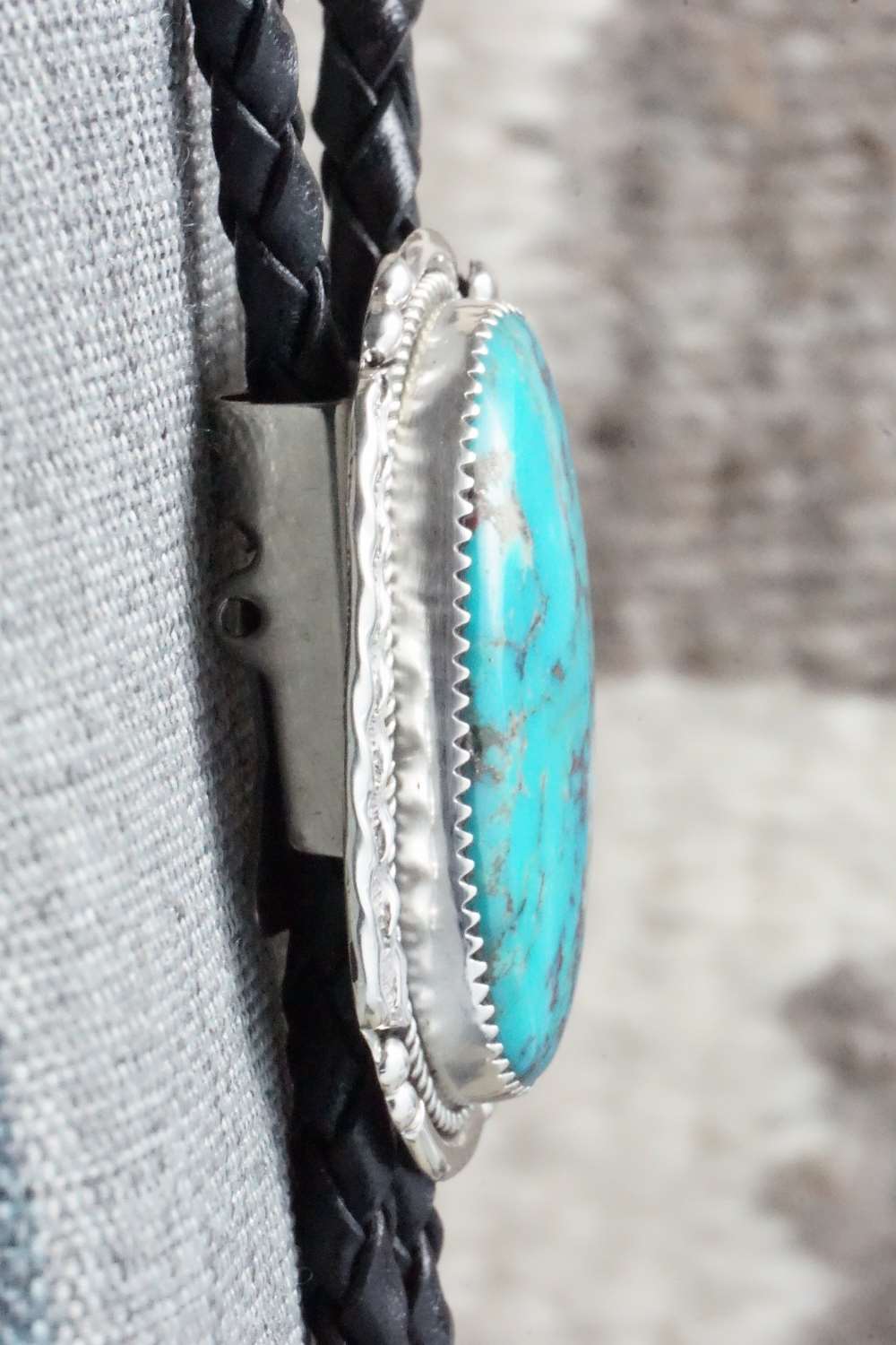 Turquoise & Sterling Silver Bolo Tie - Kenny Calavaza