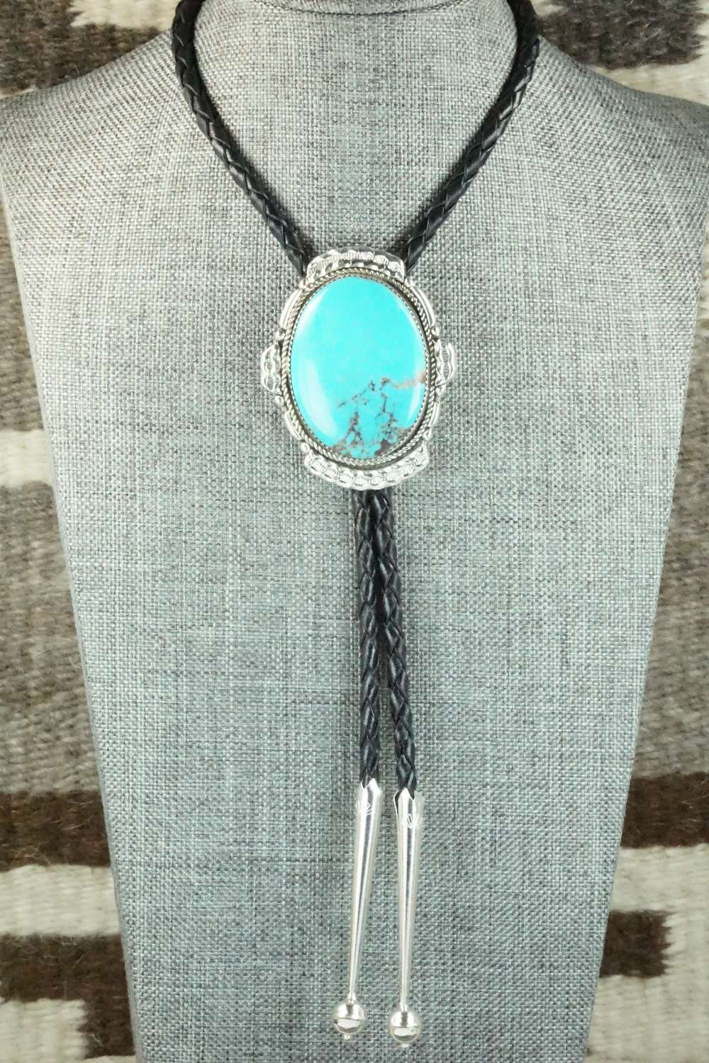 Turquoise & Sterling Silver Bolo Tie - Kenny Calavaza
