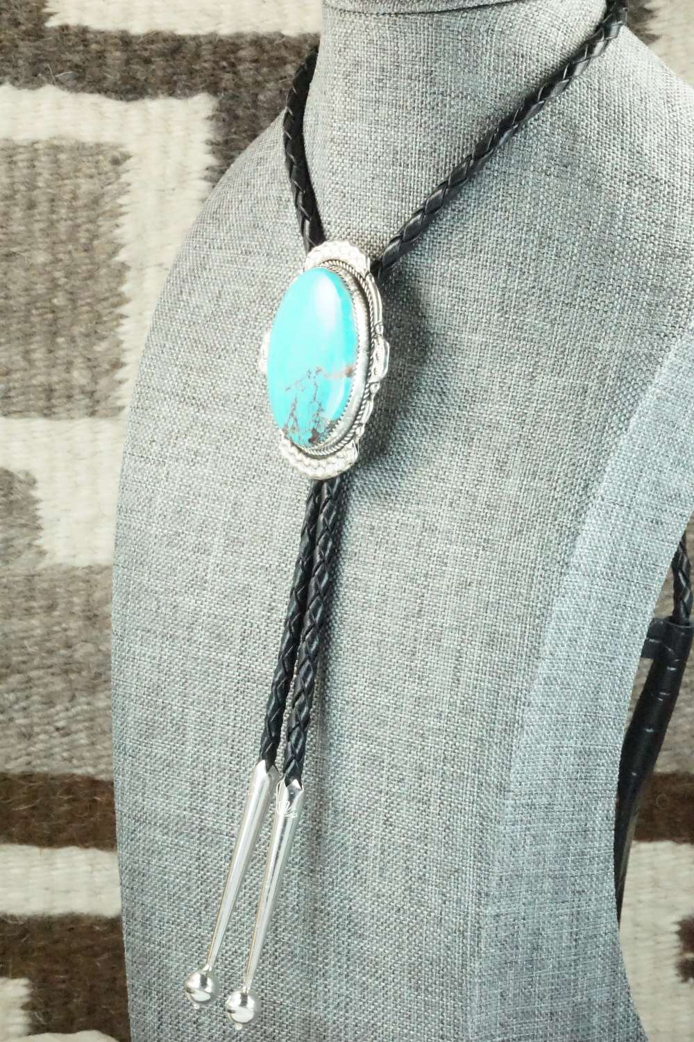Turquoise & Sterling Silver Bolo Tie - Kenny Calavaza