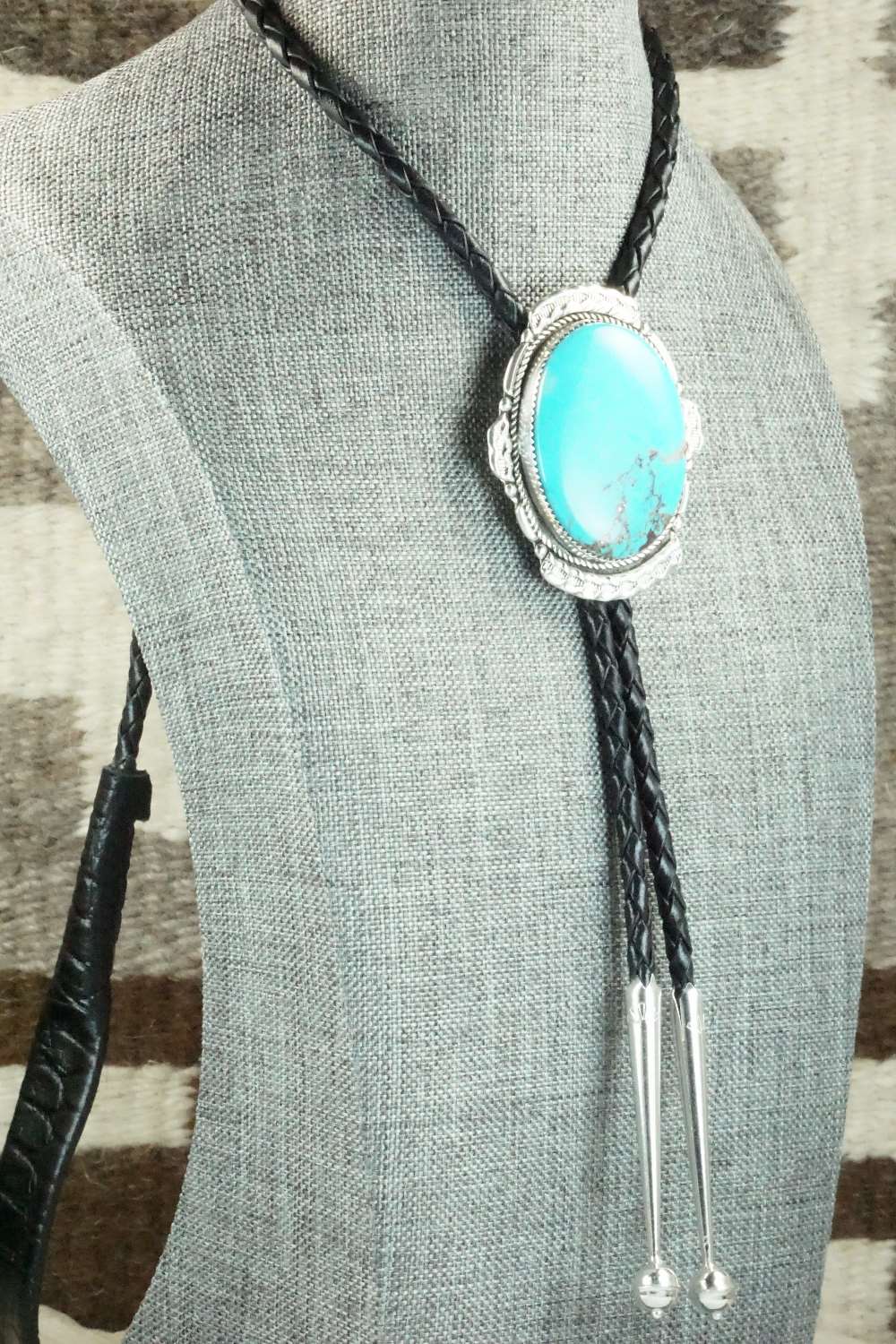 Turquoise & Sterling Silver Bolo Tie - Kenny Calavaza