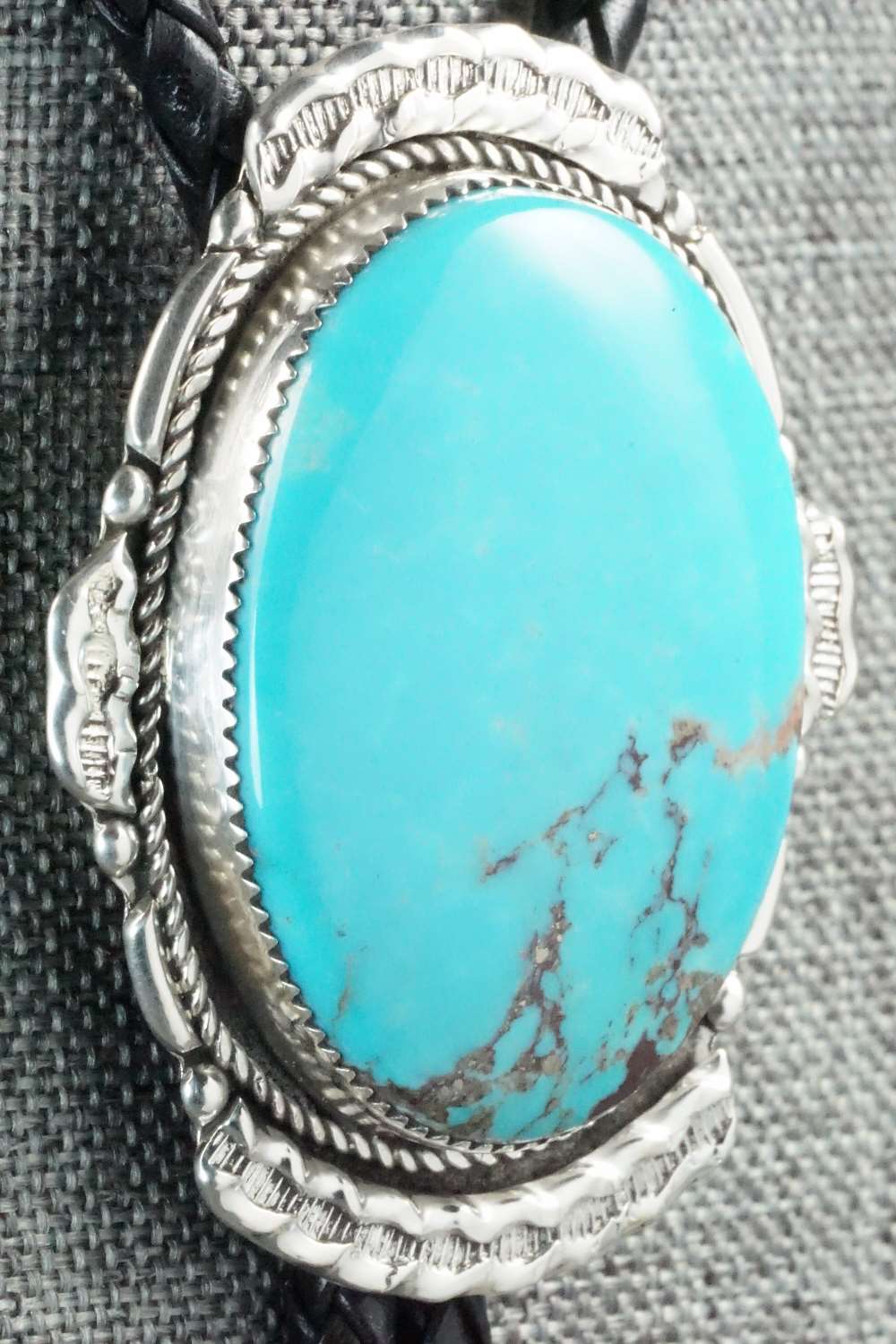 Turquoise & Sterling Silver Bolo Tie - Kenny Calavaza