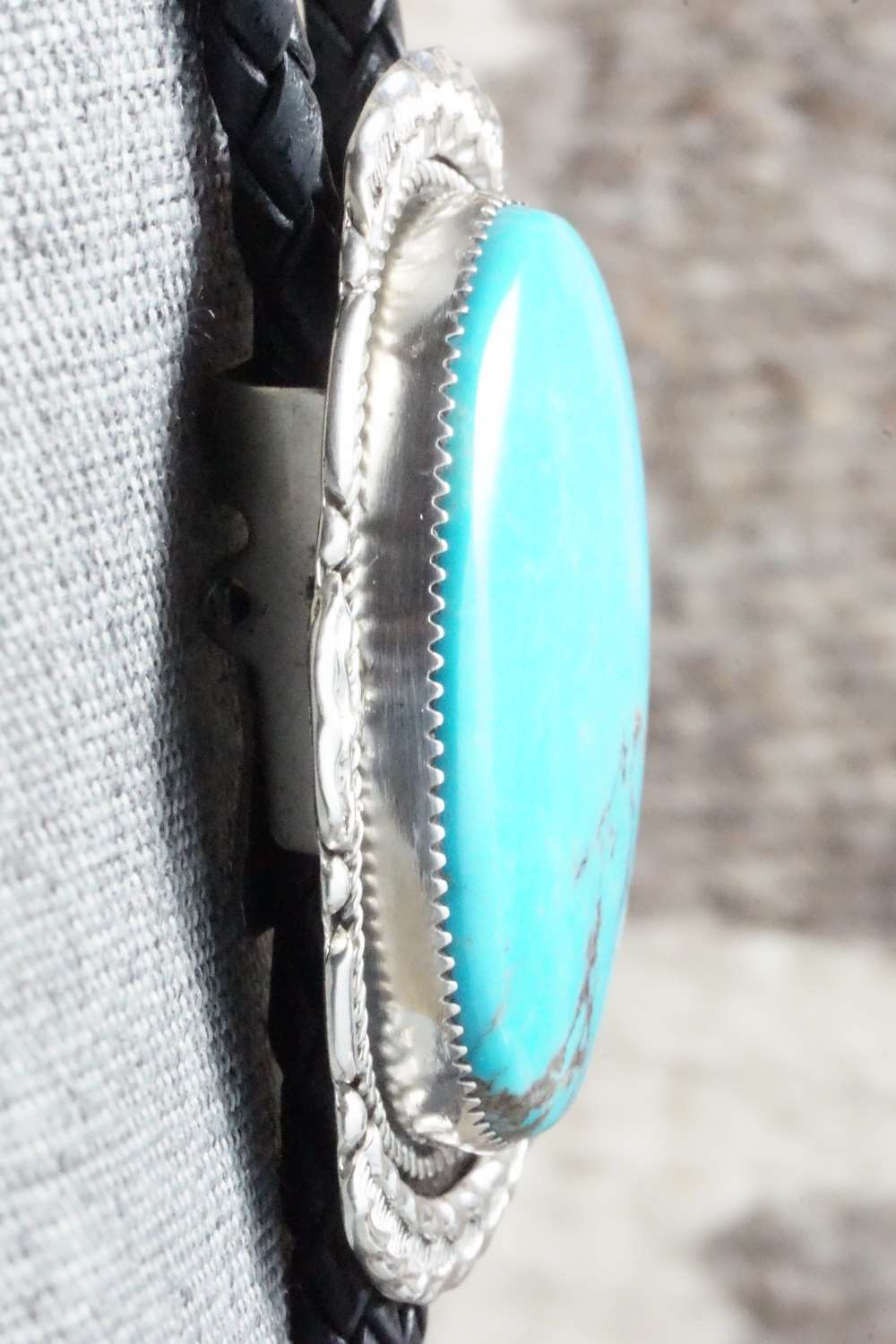 Turquoise & Sterling Silver Bolo Tie - Kenny Calavaza
