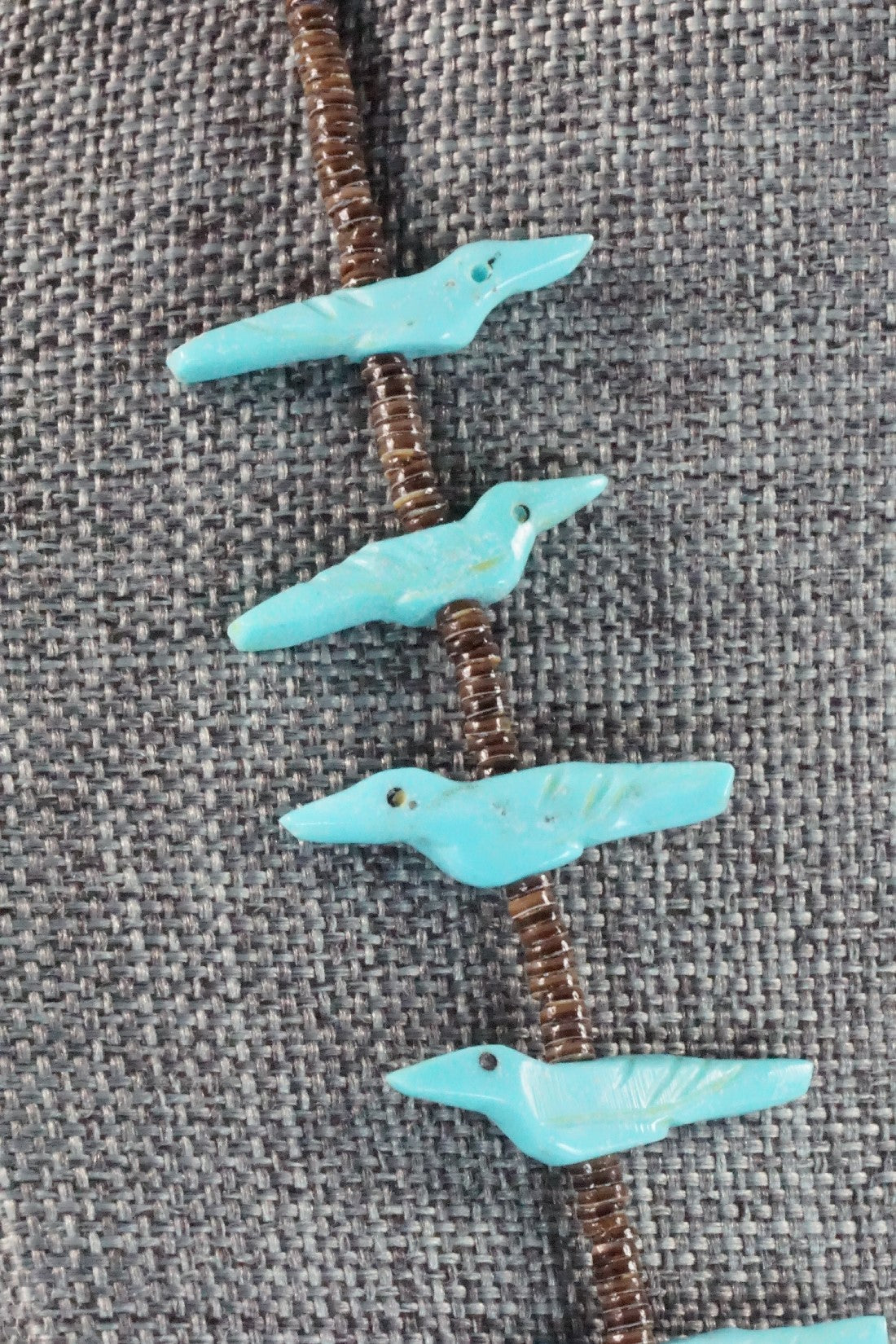 Turquoise Bird Zuni Fetish Carving Necklace - Rosita Kaamasee