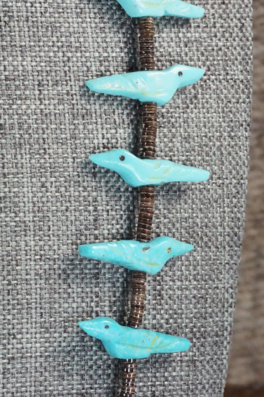 Turquoise Bird Zuni Fetish Carving Necklace - Rosita Kaamasee