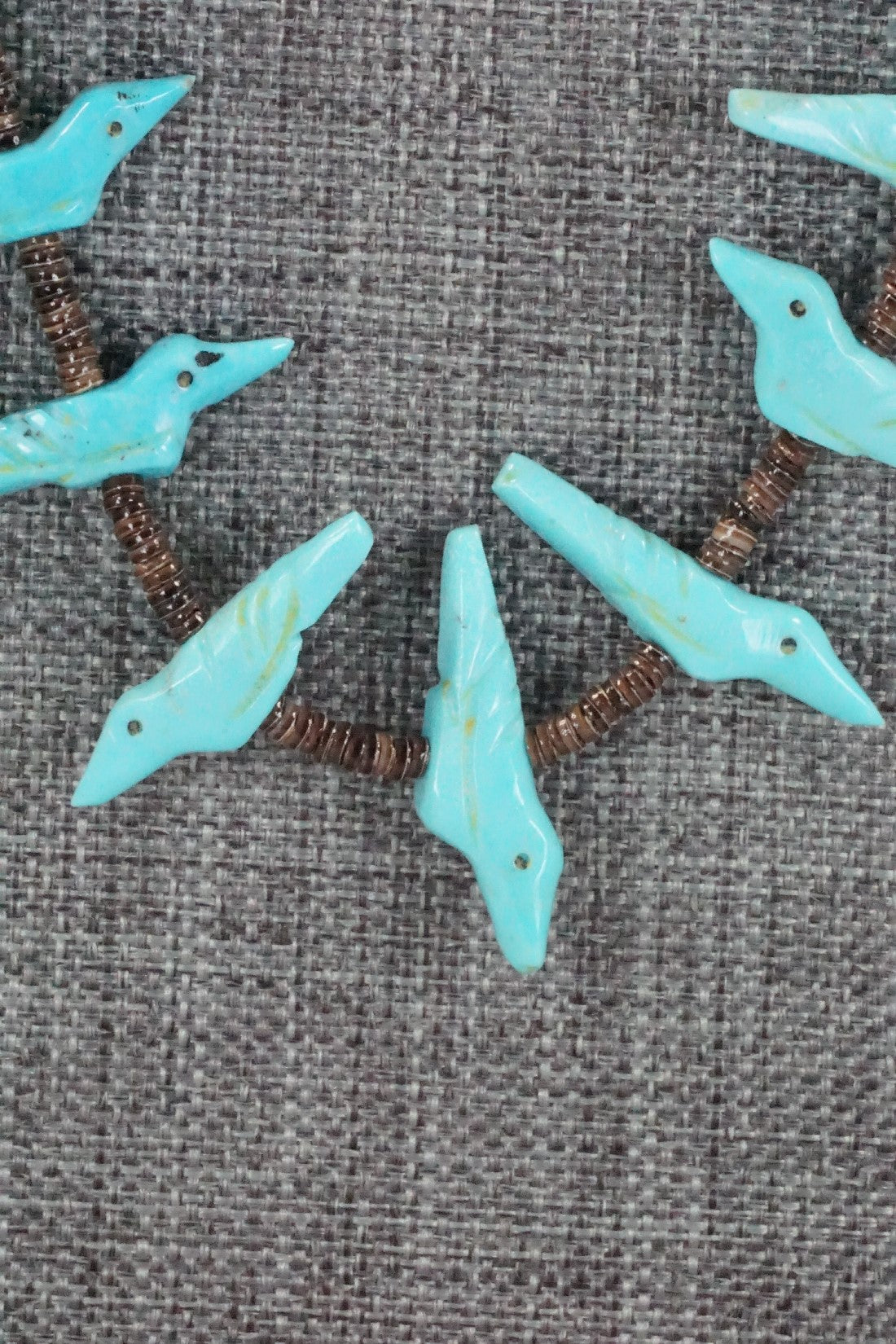 Turquoise Bird Zuni Fetish Carving Necklace - Rosita Kaamasee