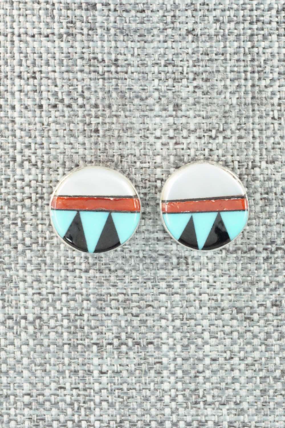 Multi Stone Inlay & Sterling Silver Earrings - Tyronne Martinez