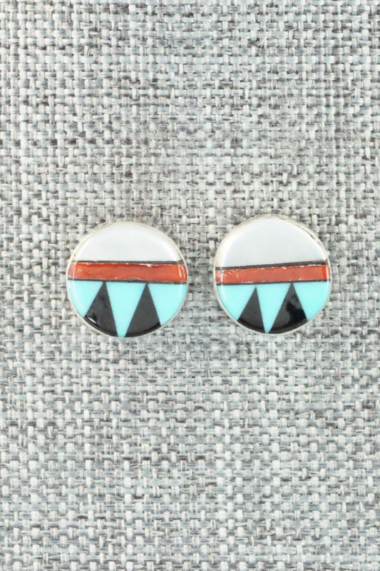 Multi Stone Inlay & Sterling Silver Earrings - Tyronne Martinez