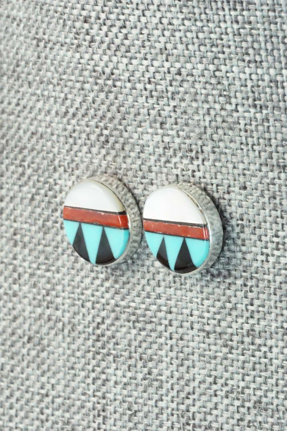 Multi Stone Inlay & Sterling Silver Earrings - Tyronne Martinez
