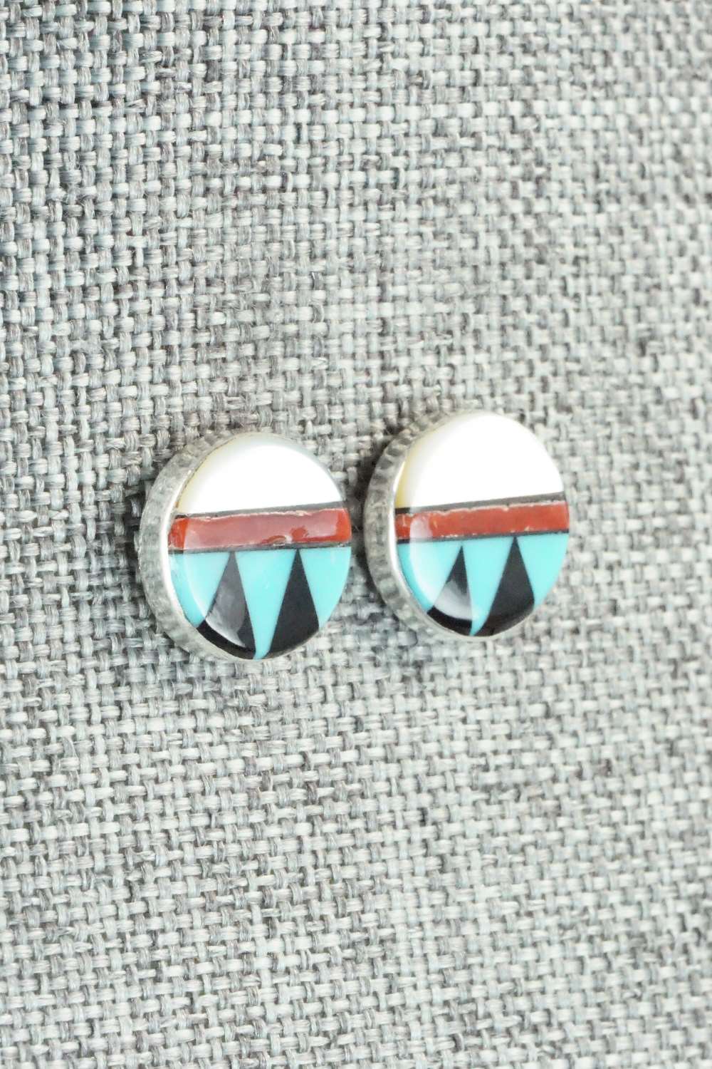 Multi Stone Inlay & Sterling Silver Earrings - Tyronne Martinez