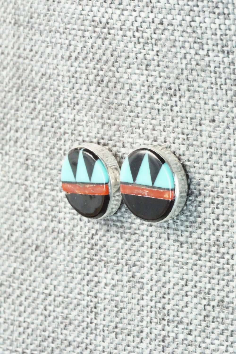 Multi Stone Inlay & Sterling Silver Earrings - Tyronne Martinez