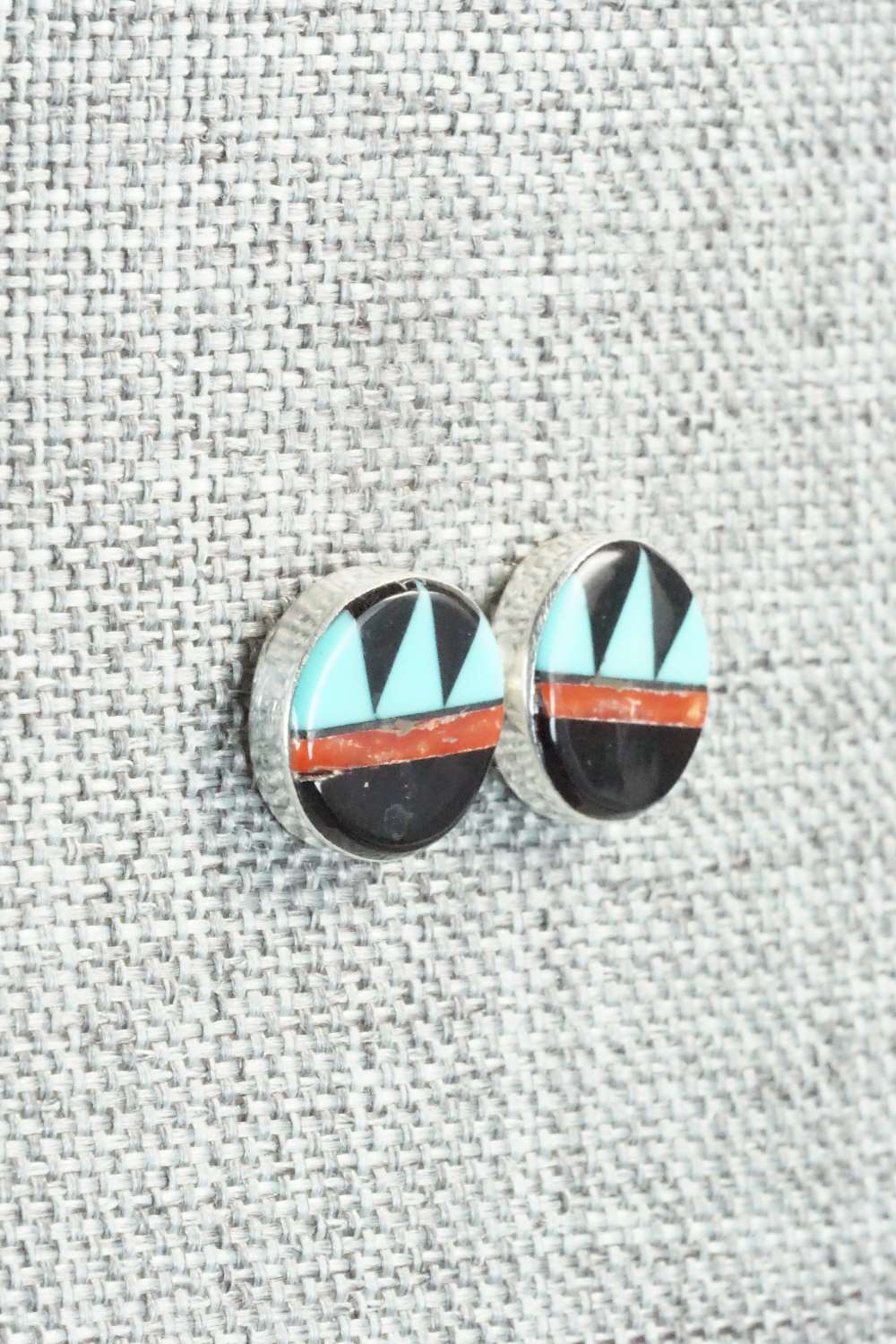 Multi Stone Inlay & Sterling Silver Earrings - Tyronne Martinez