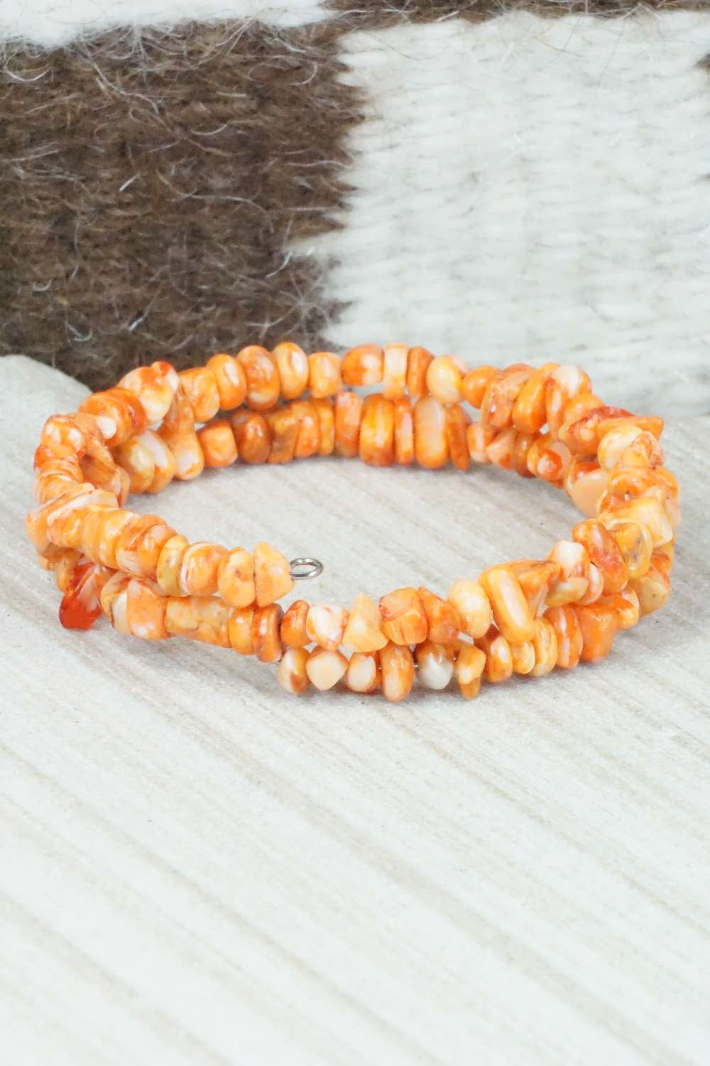 Spiny Oyster & Sterling Silver Bracelet - Doreen Jake