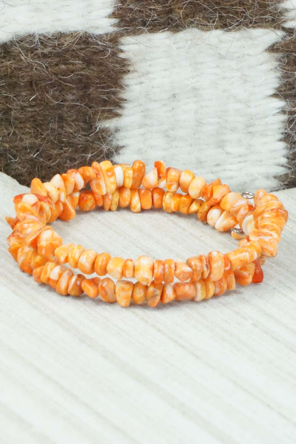 Spiny Oyster & Sterling Silver Bracelet - Doreen Jake