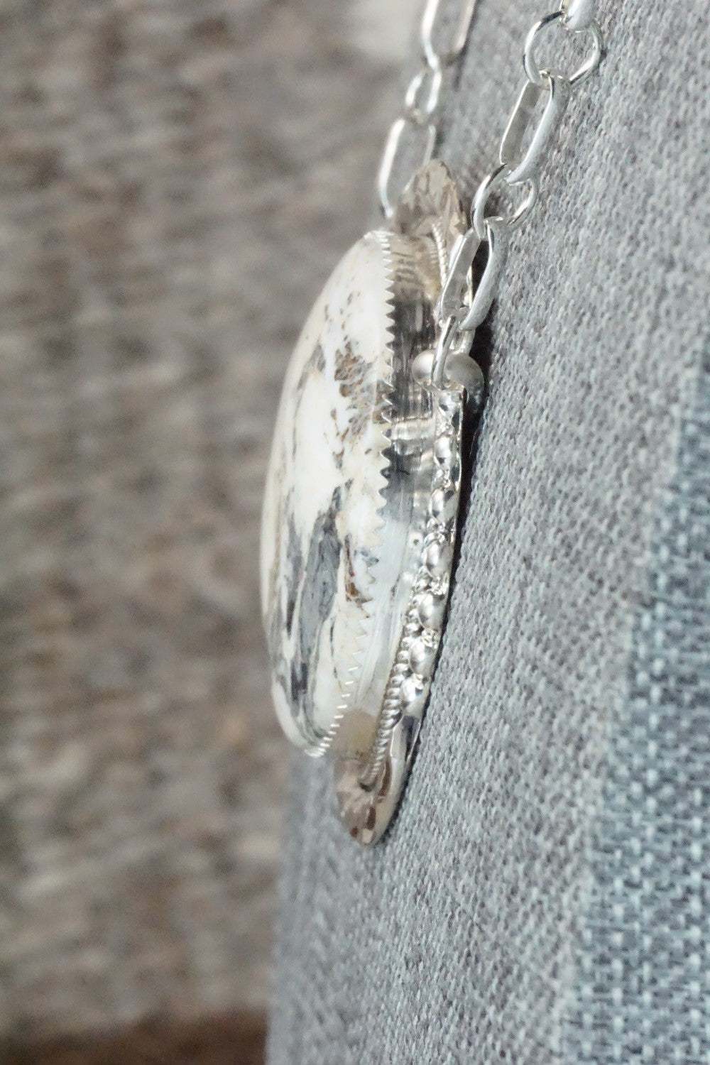 White Buffalo and Sterling Silver Necklace - Kenny Calavaza