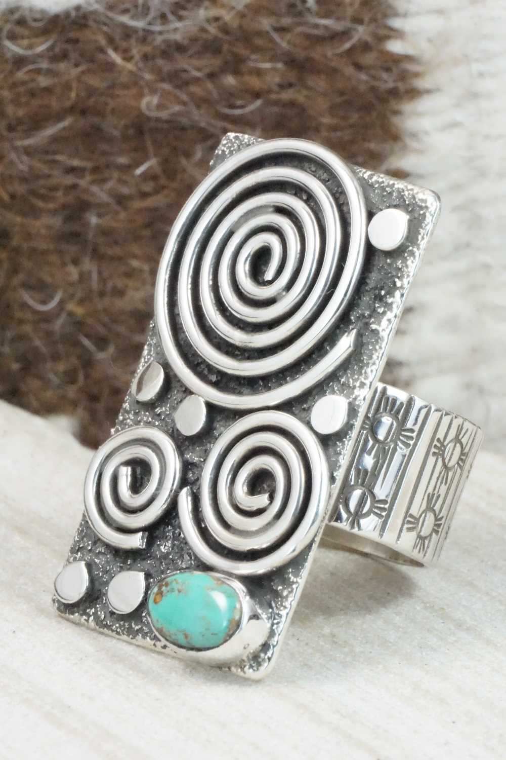 Turquoise & Sterling Silver Ring - Alex Sanchez - Size 9