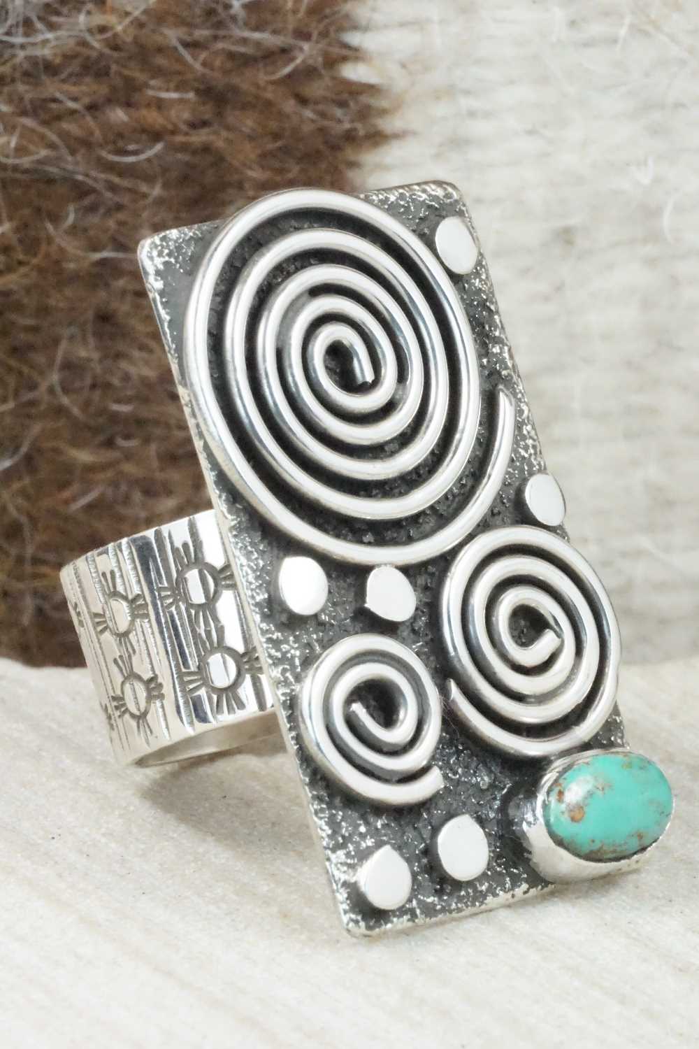 Turquoise & Sterling Silver Ring - Alex Sanchez - Size 9