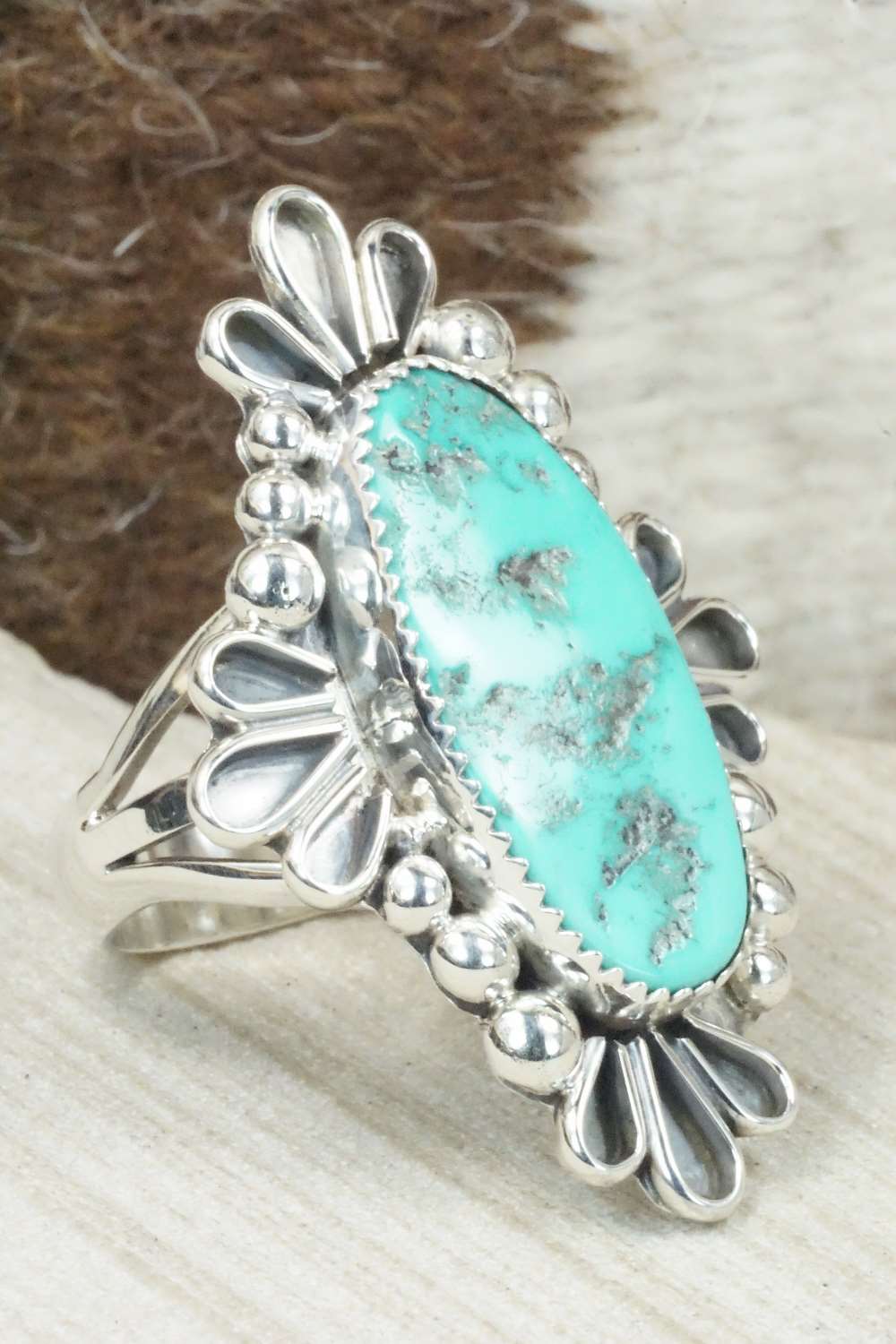 Turquoise & Sterling Silver Ring - Jimson Belin - Size 12.5
