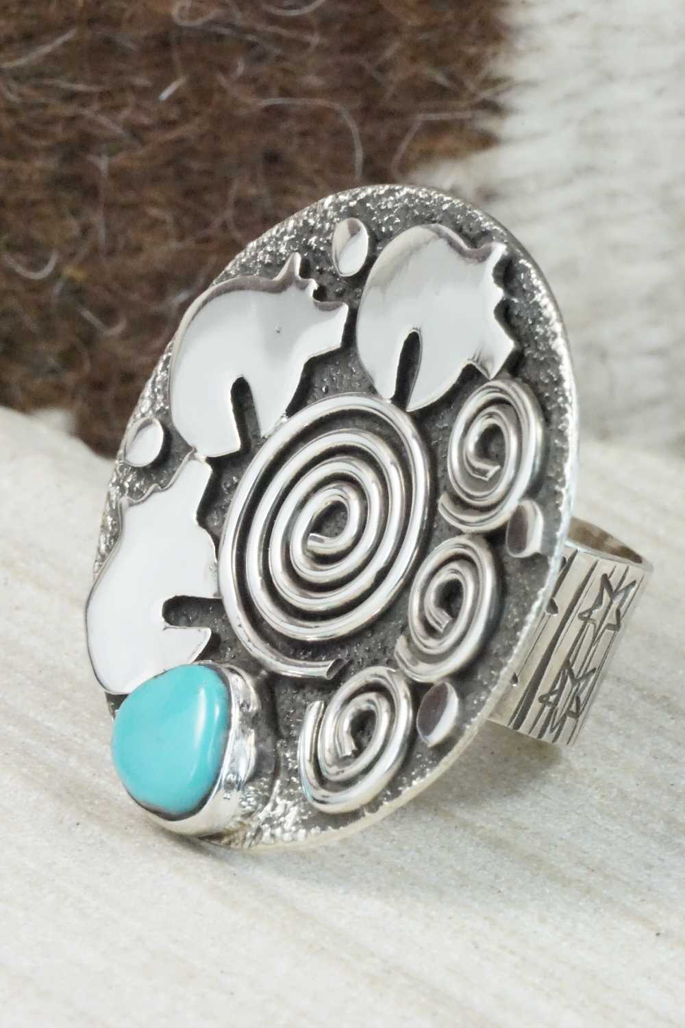 Turquoise & Sterling Silver Ring - Alex Sanchez - Size 6.5
