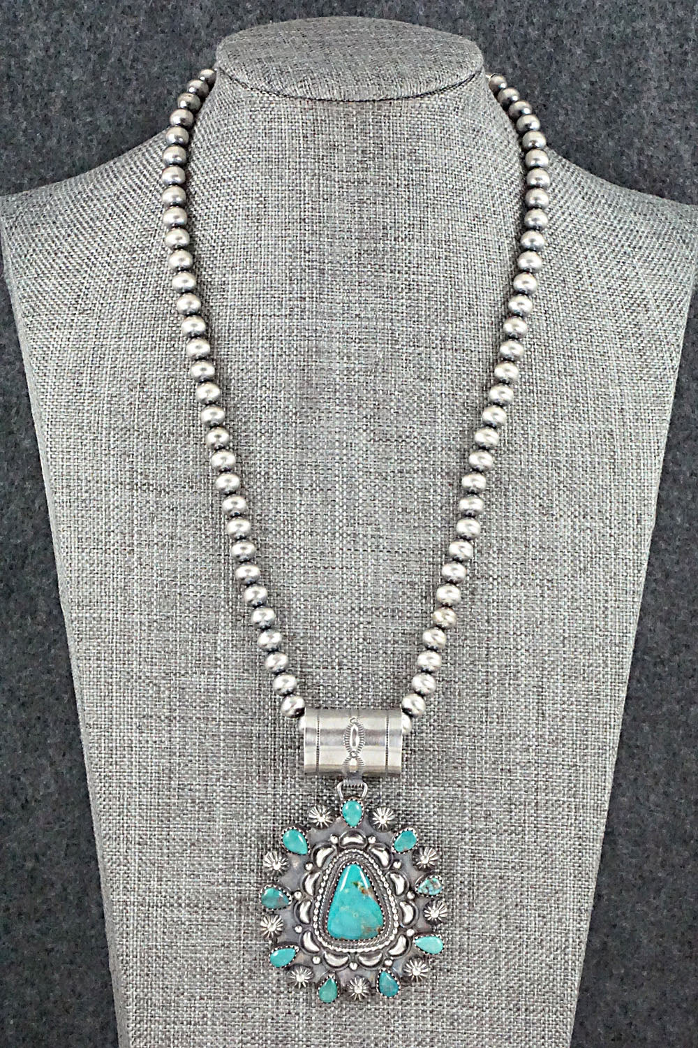 Turquoise & Sterling Silver Necklace - Tom Lewis