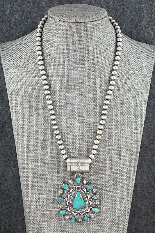 Turquoise & Sterling Silver Necklace - Tom Lewis