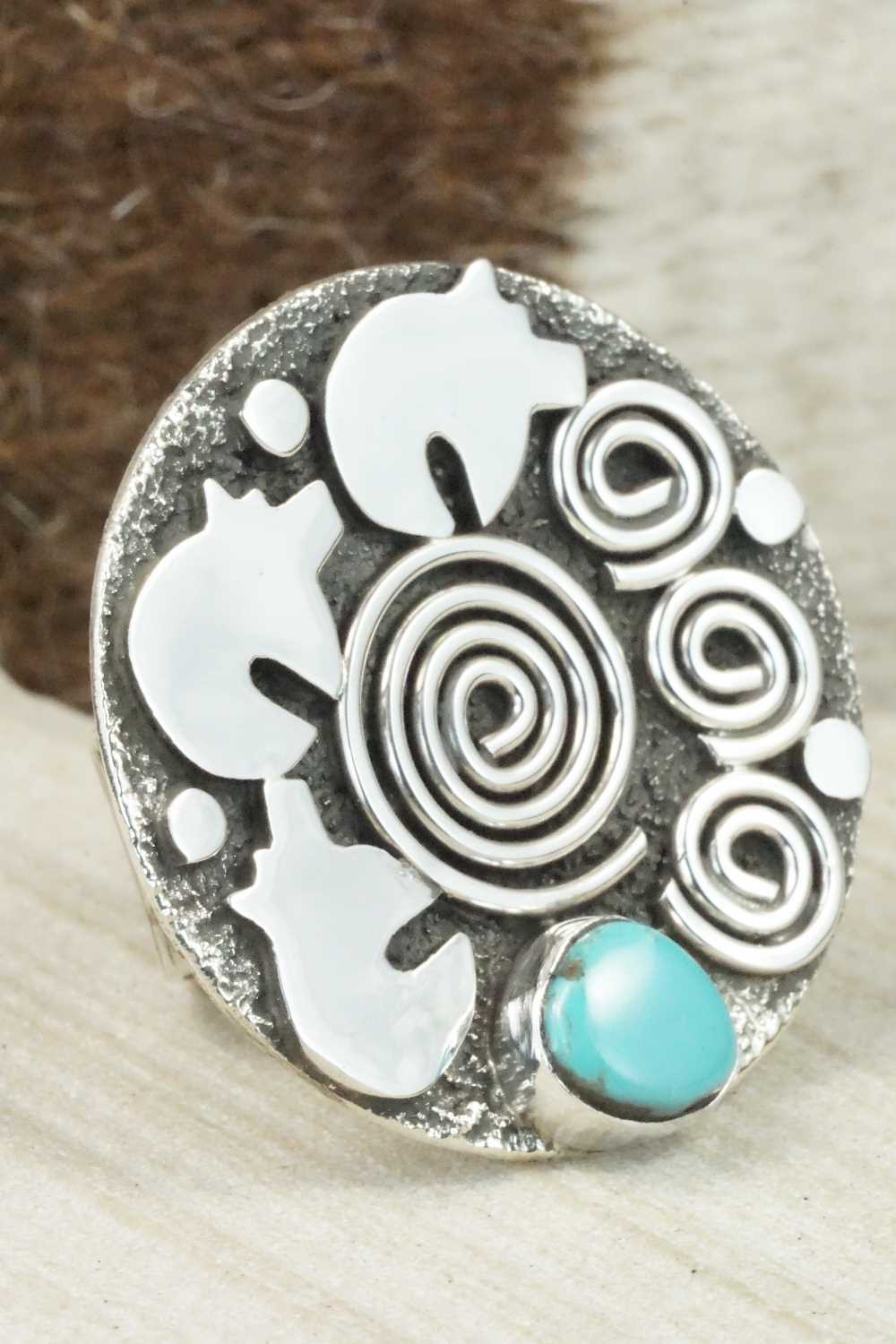 Turquoise & Sterling Silver Ring - Alex Sanchez - Size 6.5