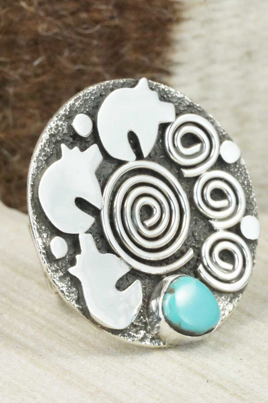 Turquoise & Sterling Silver Ring - Alex Sanchez - Size 6.5
