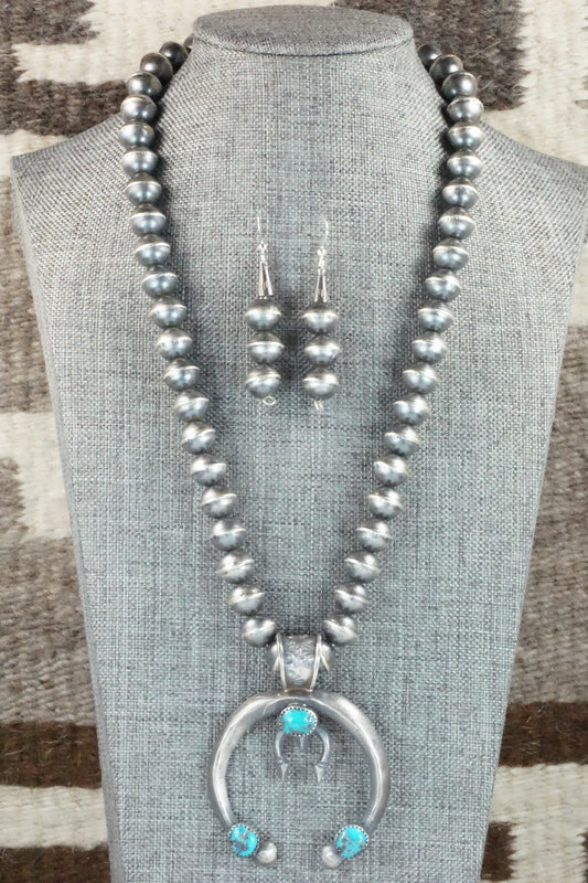 Turquoise & Sterling Silver Necklace and Earrings - Gilbert Martin