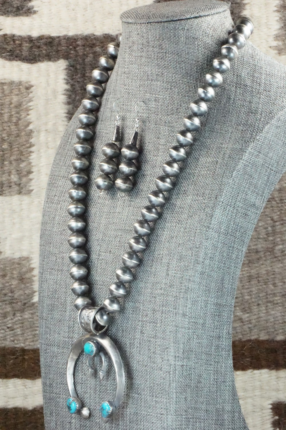 Turquoise & Sterling Silver Necklace and Earrings - Gilbert Martin