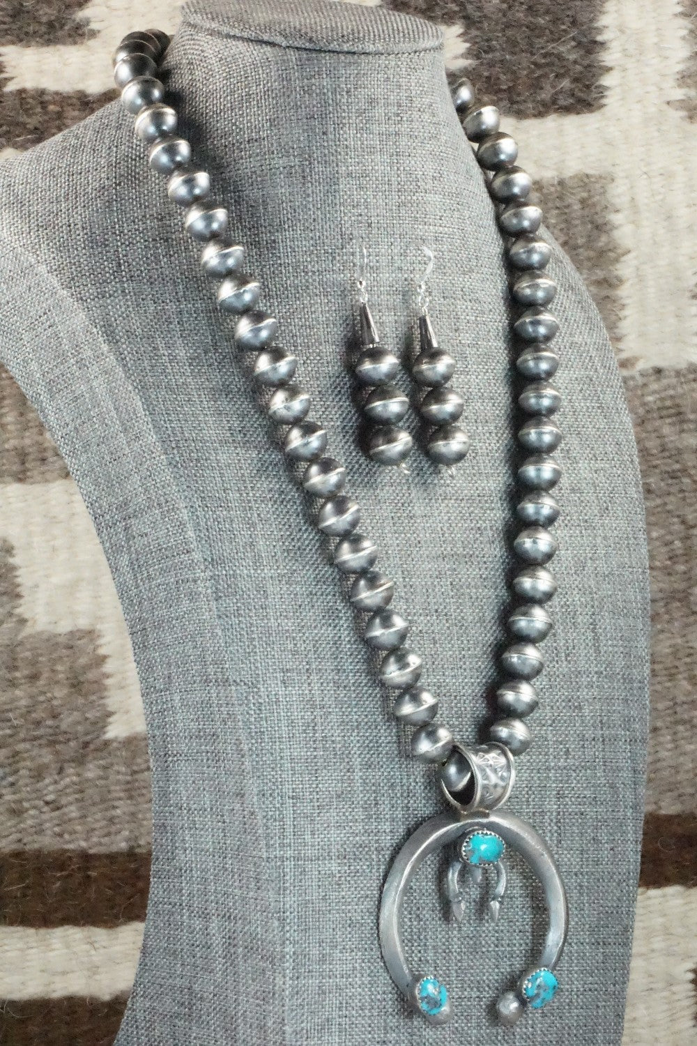 Turquoise & Sterling Silver Necklace and Earrings - Gilbert Martin