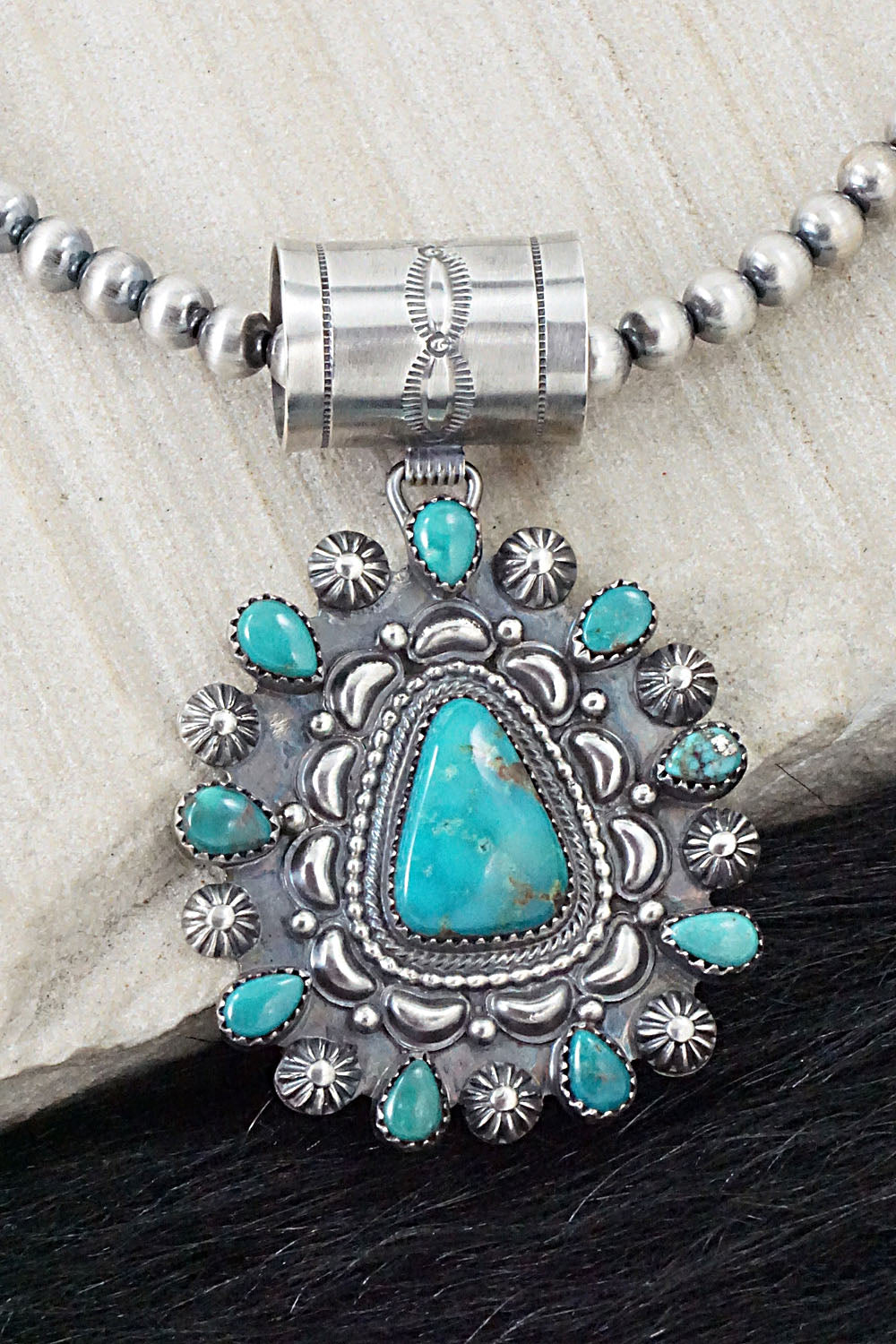 Turquoise & Sterling Silver Necklace - Tom Lewis