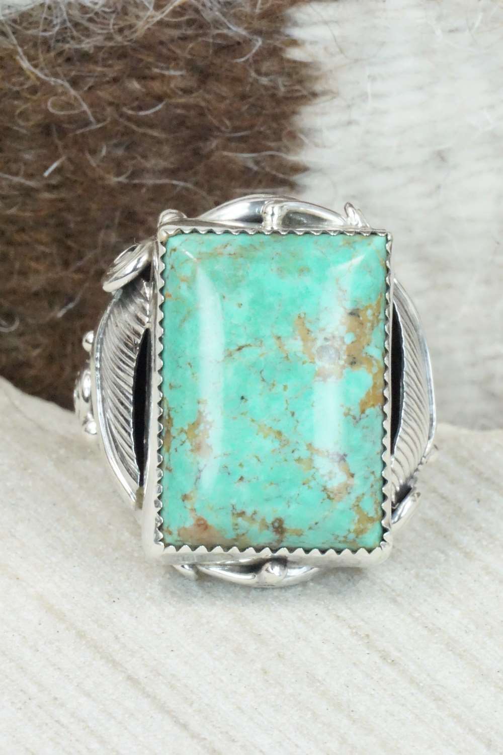 Turquoise & Sterling Silver Ring - Darrell Morgan - Size 13