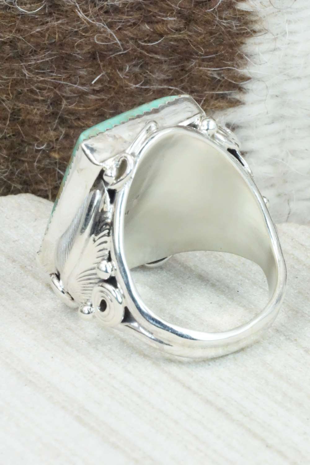 Turquoise & Sterling Silver Ring - Darrell Morgan - Size 13