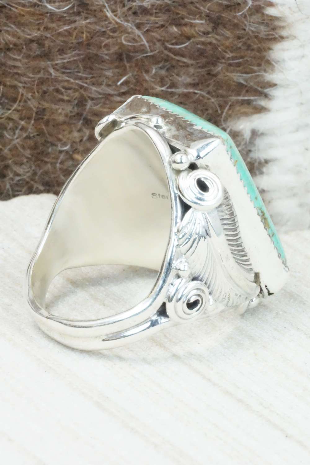 Turquoise & Sterling Silver Ring - Darrell Morgan - Size 13
