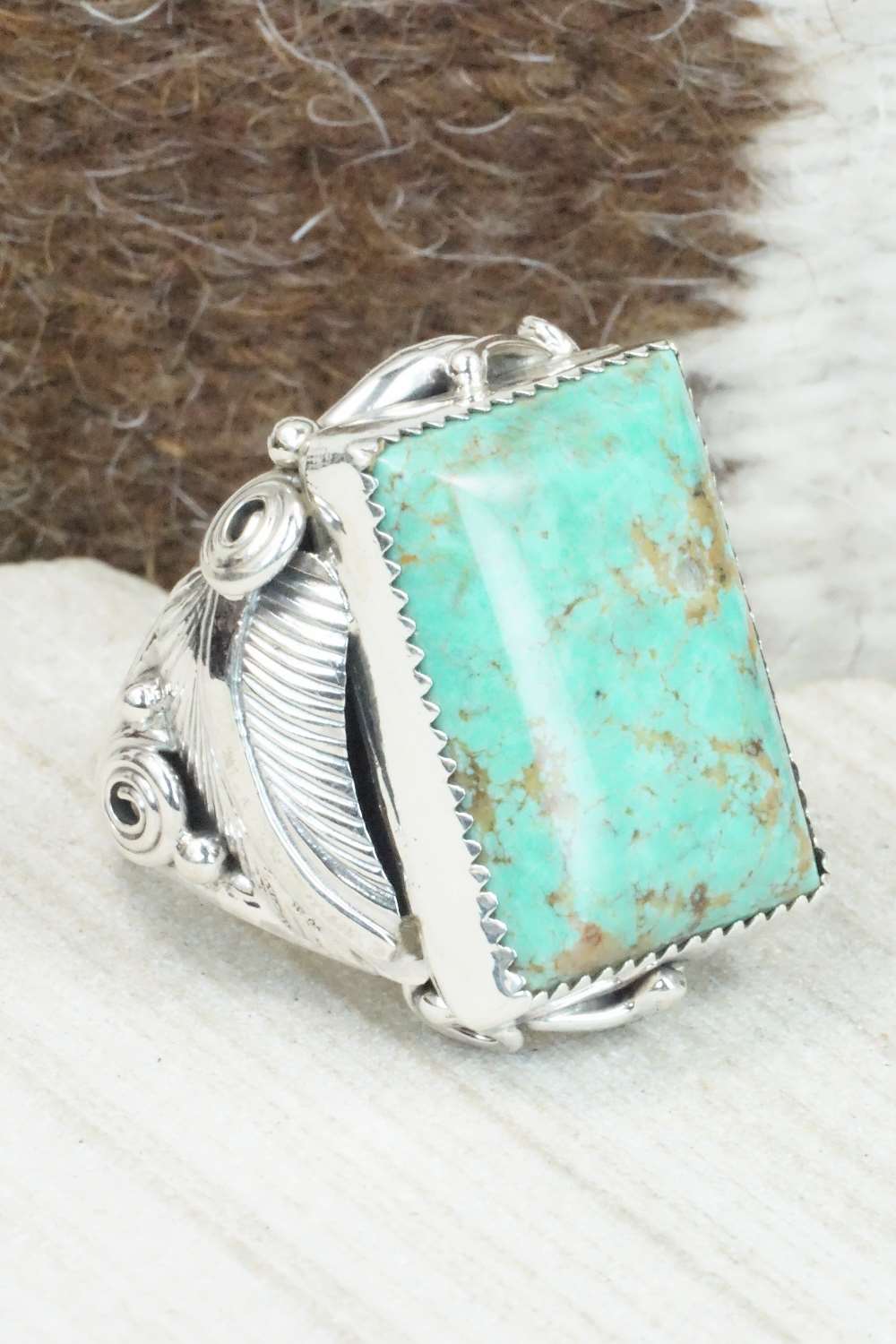 Turquoise & Sterling Silver Ring - Darrell Morgan - Size 13
