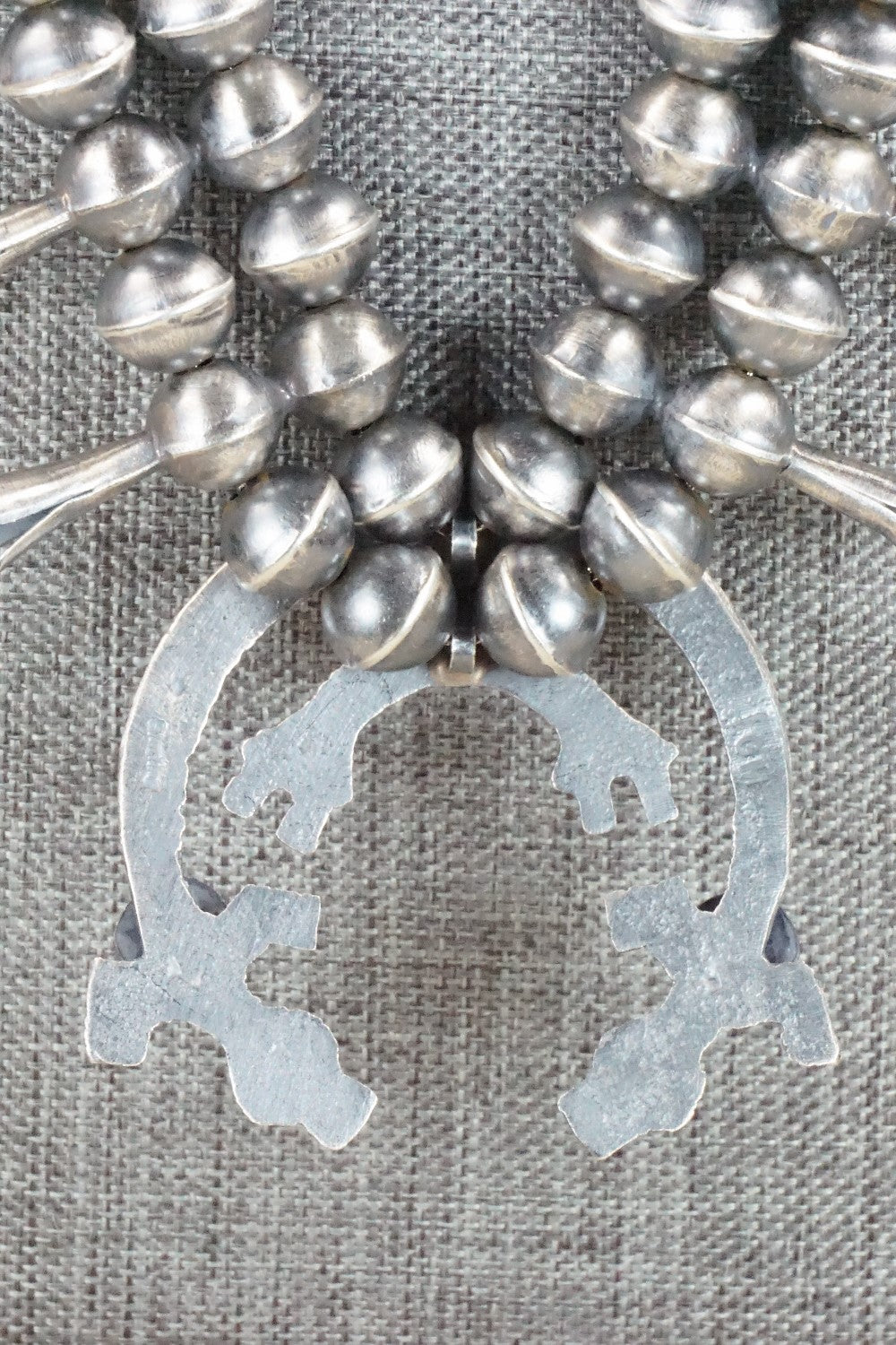 Turquoise & Sterling Silver Squash Blossom Necklace and Earrings - Gilbert Martin
