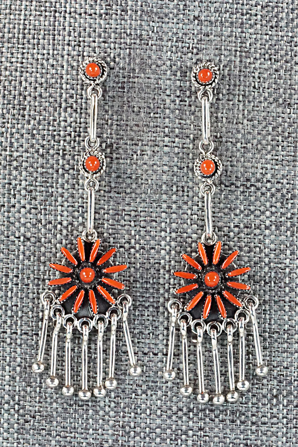 Coral & Sterling Silver Earrings - Mildred Ukestine