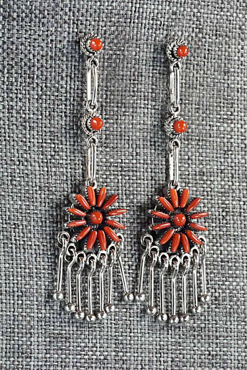Coral & Sterling Silver Earrings - Mildred Ukestine