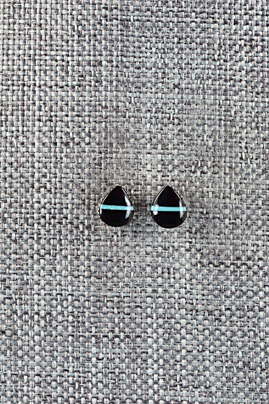 Onyx, Turquoise & Sterling Silver Earrings - Rosaline Bradley