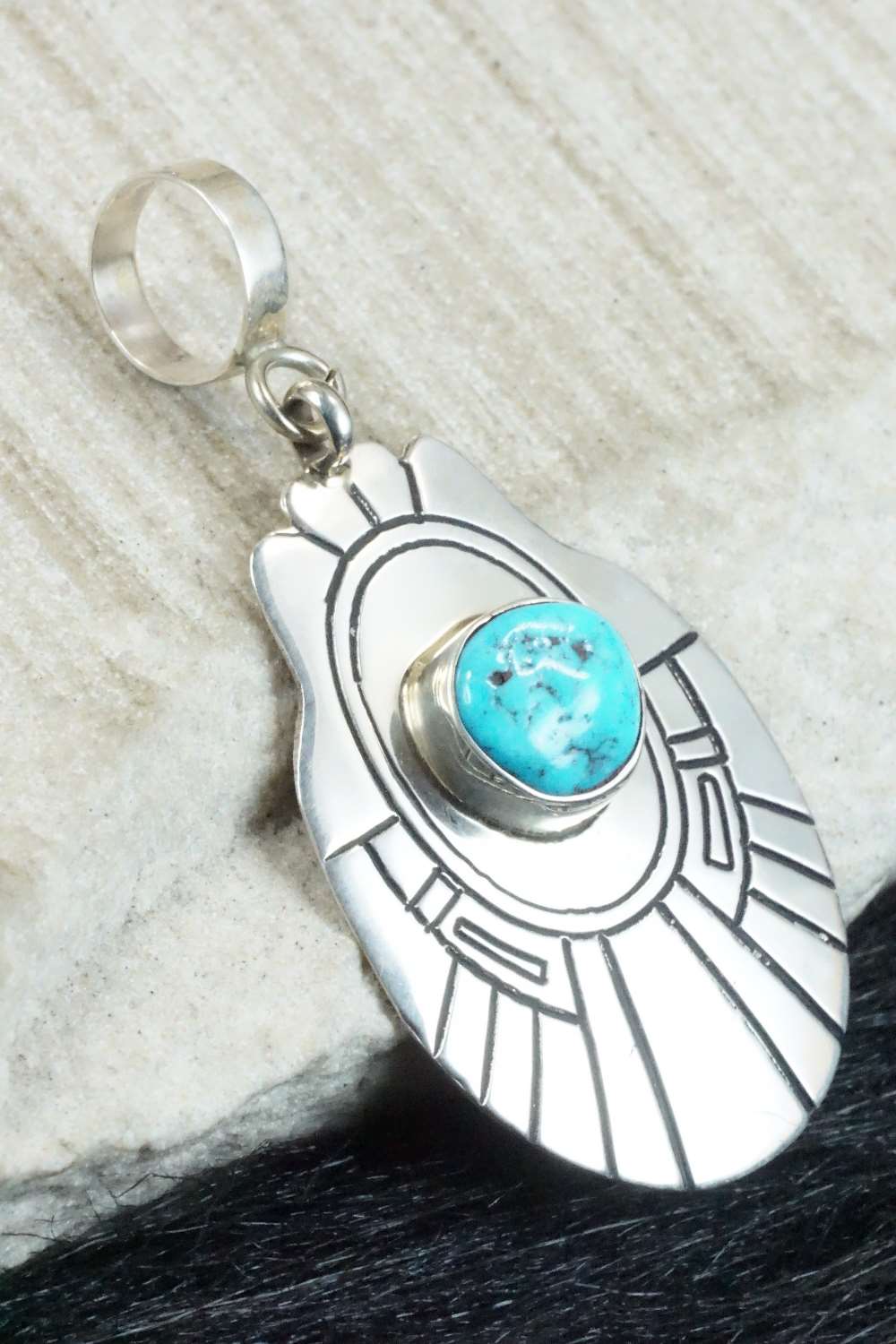 Turquoise & Sterling Silver Pendant - Rosita Singer