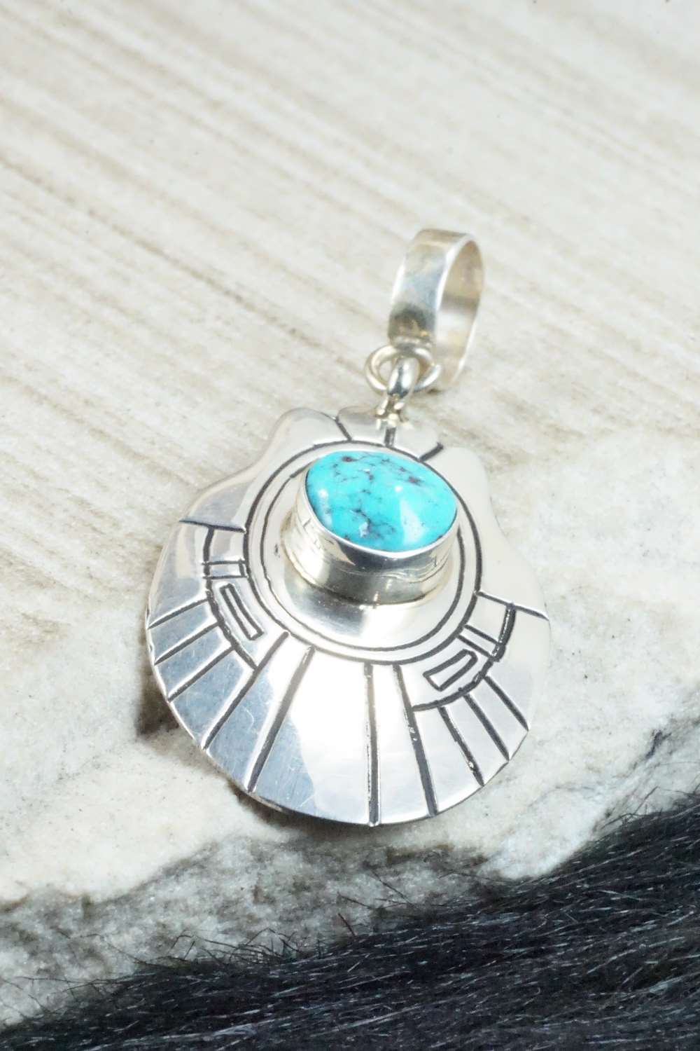 Turquoise & Sterling Silver Pendant - Rosita Singer
