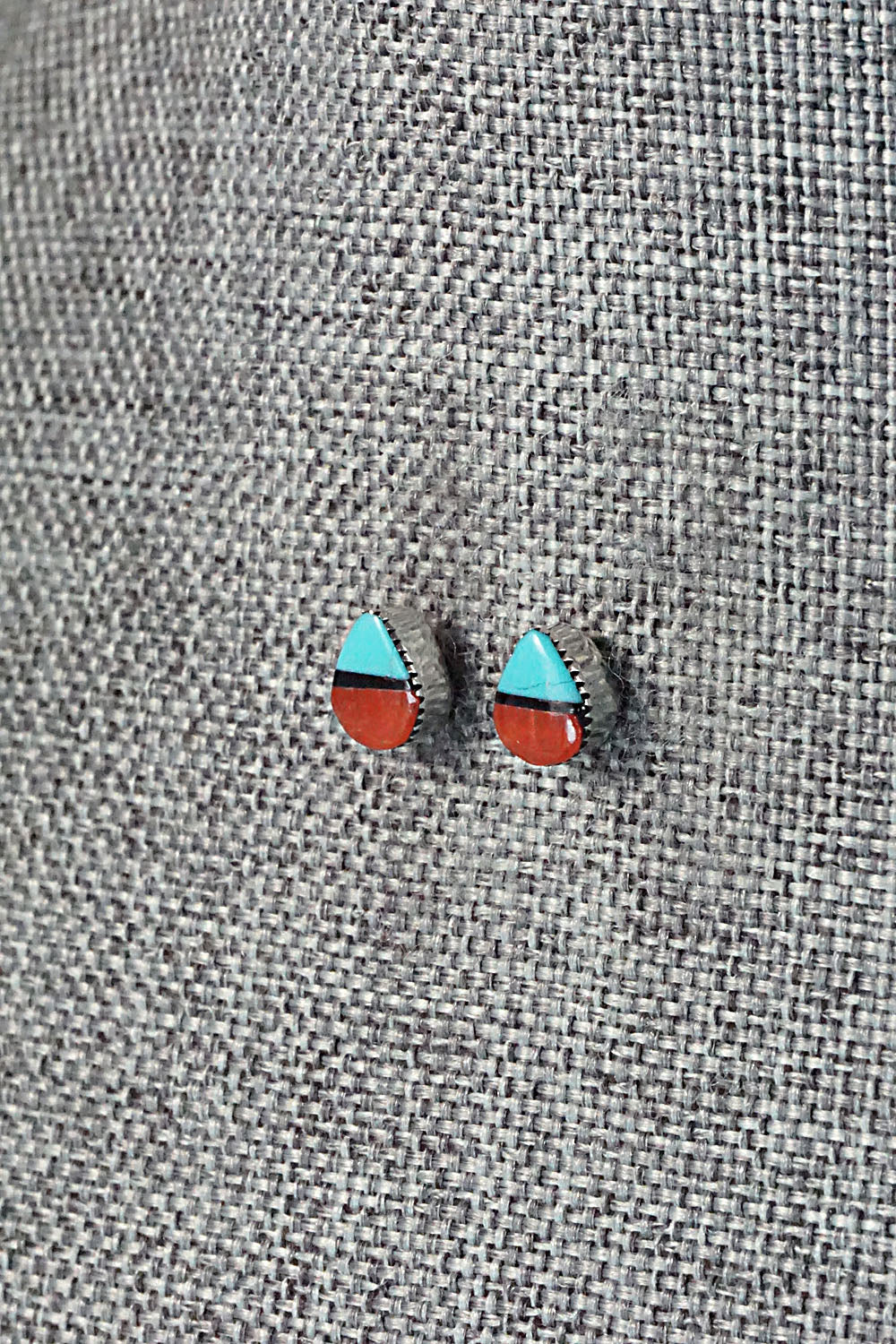 Spiny Oyster, Turquoise, Onyx & Sterling Silver Earrings - Rosaline Bradley