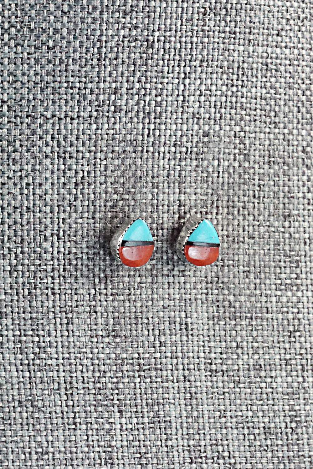 Spiny Oyster, Turquoise, Onyx & Sterling Silver Earrings - Rosaline Bradley