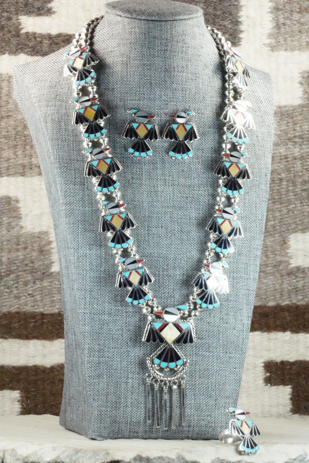 Multi Stone & Sterling Silver Inlay Jewelry Set - Adrian Wallace