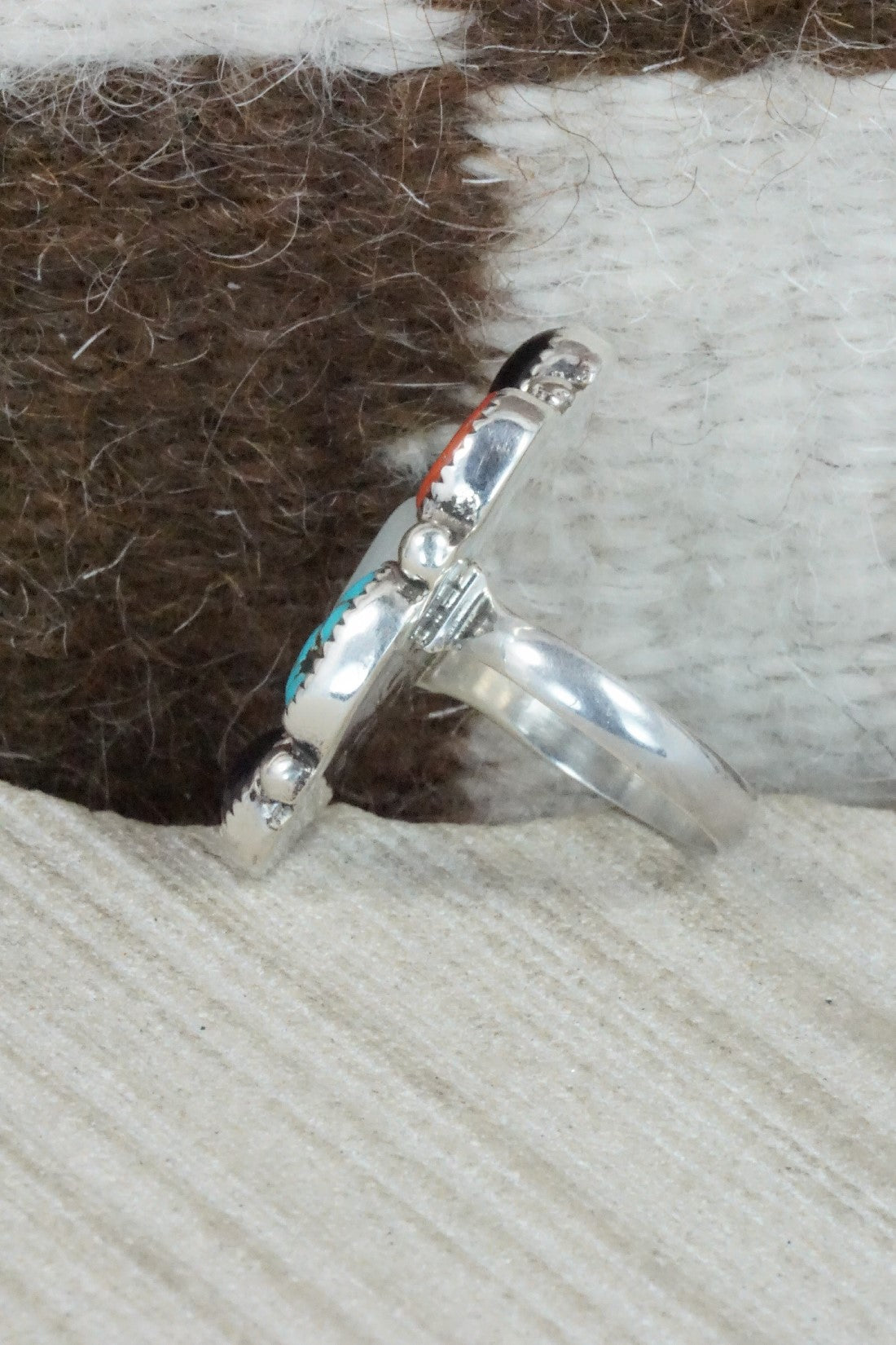 Multi Stone & Sterling Silver Ring - Priscilla Reeder - Size 7.5