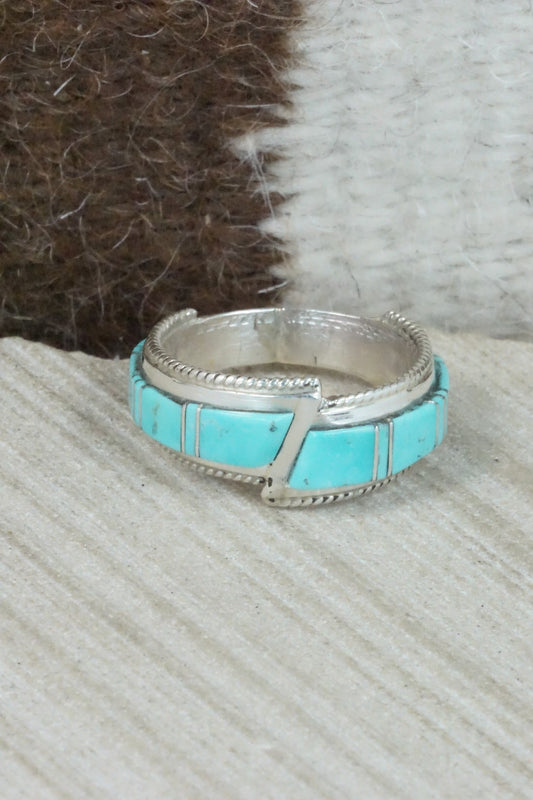 Turquoise & Sterling Silver Ring - Deirdre Luna Panteah - Size 12.75