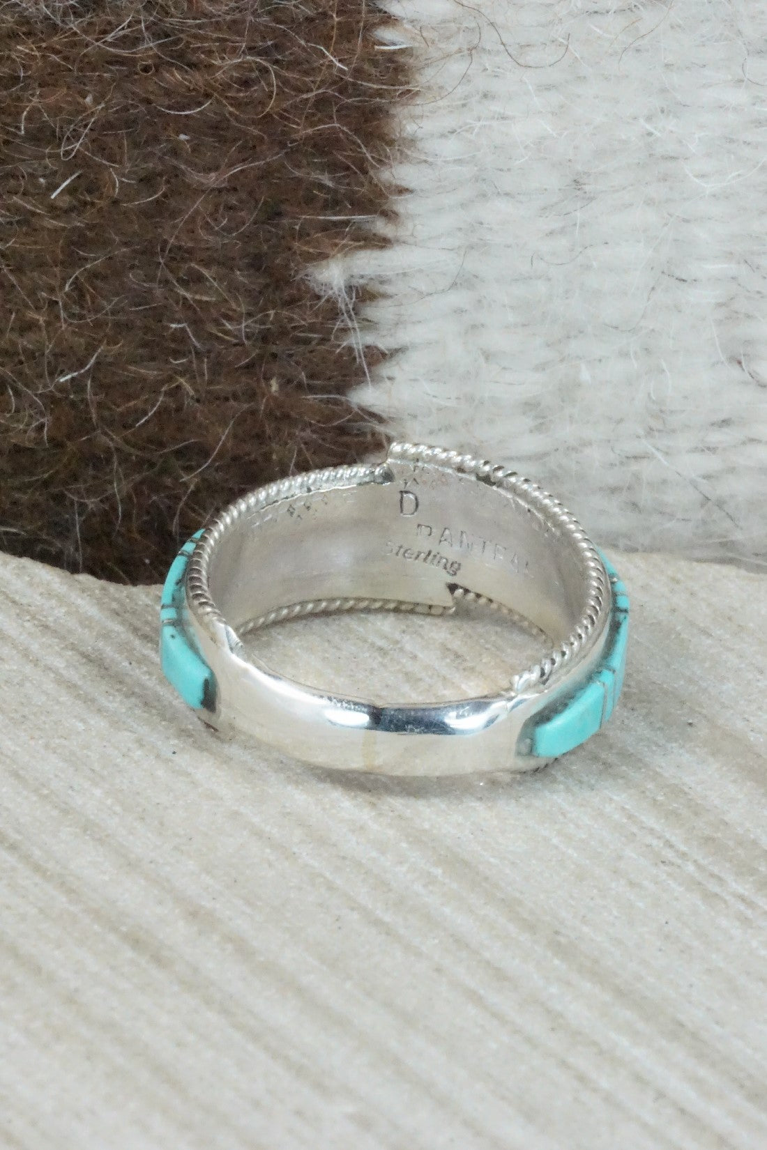 Turquoise & Sterling Silver Ring - Deirdre Luna Panteah - Size 12.75